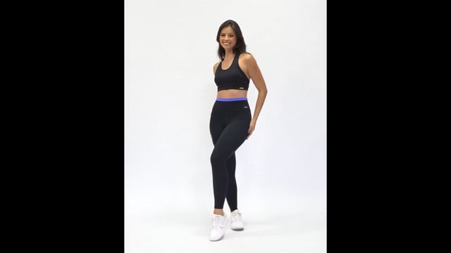 Conjunto Legging Fitness Com Bolso Azul Fita