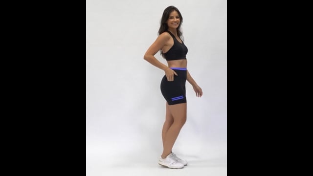 Conjunto Short Fitness Com Bolso Azul Fita