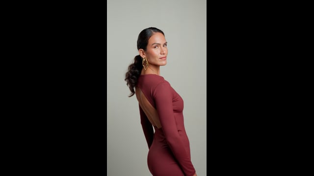 Vestido Recorte Costas | Contorno - Merlot