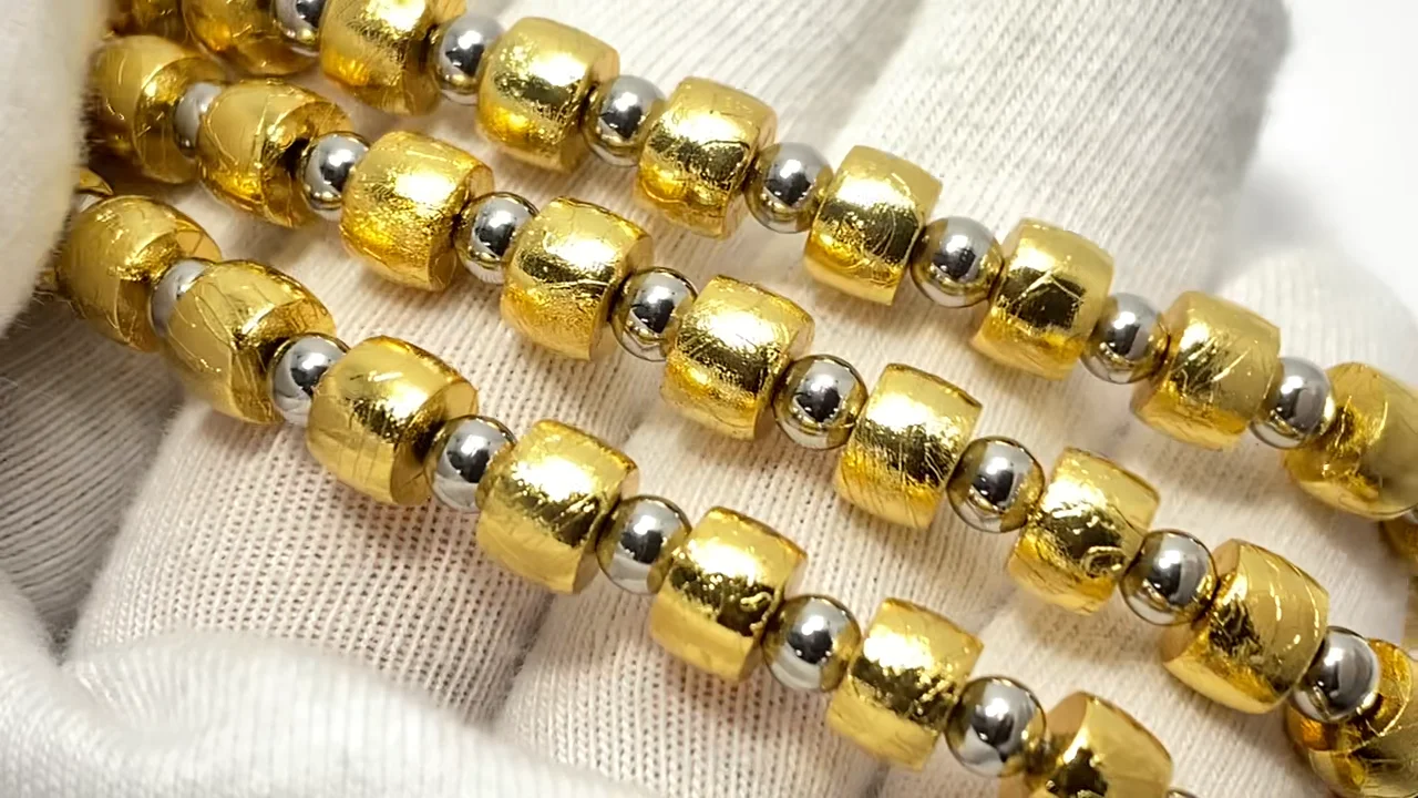 動画】メテオライト(アルタイ隕石) ロンデル6×6×4mm イエローゴールド