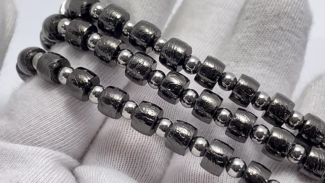 メテオライト(アルタイ隕石) ロンデル6×6×4mm ブラック 1連