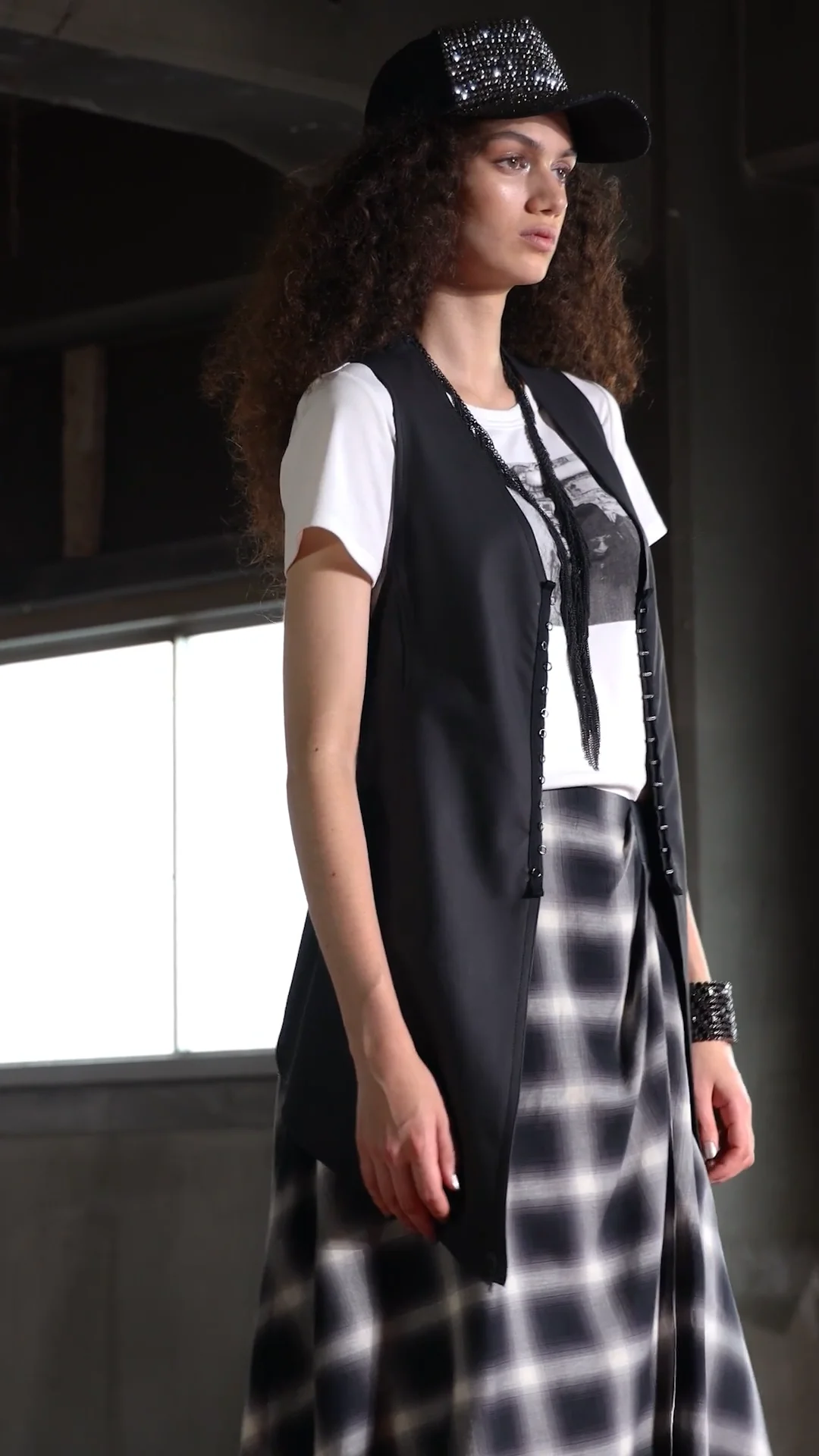 レイヤーチェック マキシ丈 巻き スカート ｜ PRIDEBIS（プリデビス