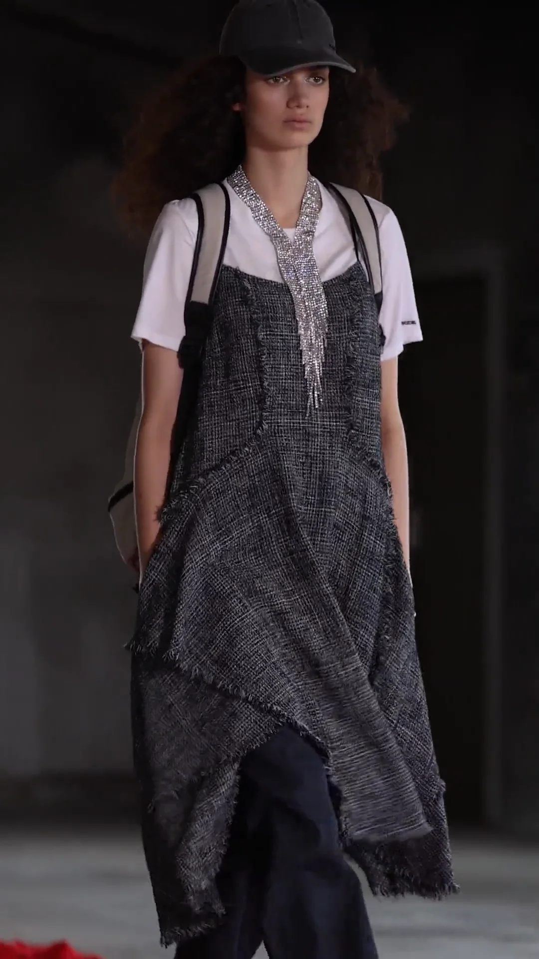 lumignon ツイード ワンピース black Lumignon original ♥ baby pink × black houndstooth arm long