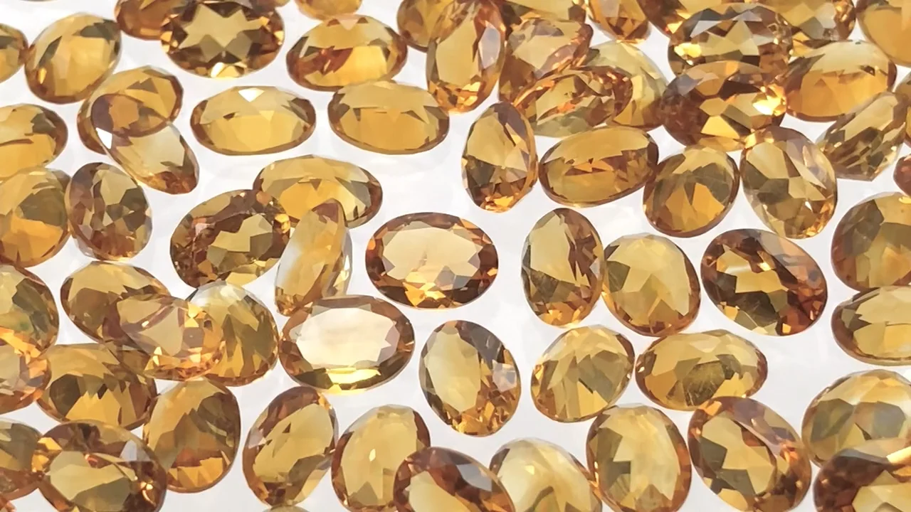 マデイラシトリン オーバルファセットカット7×5mm 3粒｜天然石ビーズの