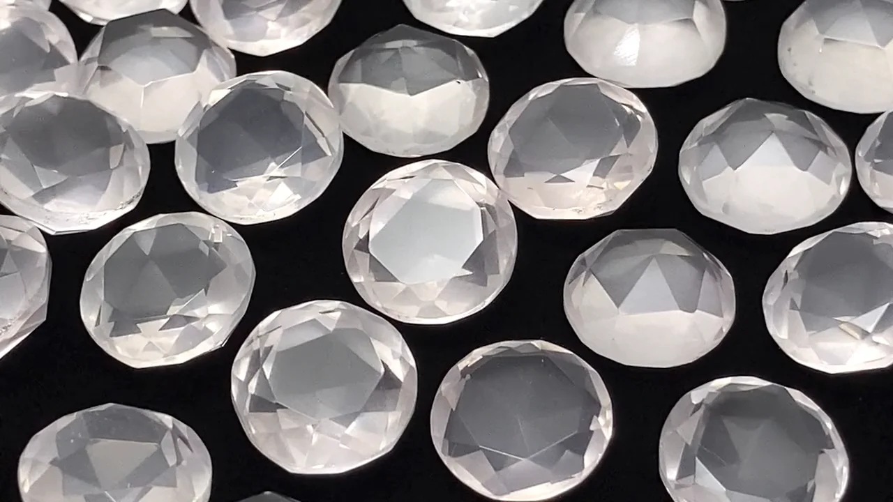 動画】宝石質ローズクォーツAAA ラウンド ローズカット10×10mm 2