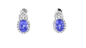 2.50 ct. t.w. Tanzanite and .38 ct. t.w. Diamond Earrings in Platinum