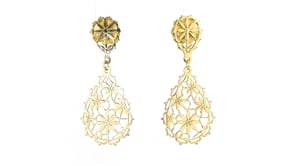 Italian 14kt Yellow Gold Floral Drop Earrings