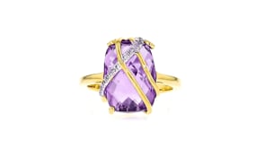 7.75 Carat Amethyst and .10 ct. t.w. White Topaz Ring in 18kt Gold Over Sterling