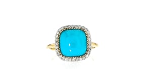Turquoise and .24 ct. t.w. Diamond Ring in 14kt Yellow Gold