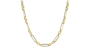 Italian 14kt Yellow Gold Alternating Cable and Paper Clip Link Necklace