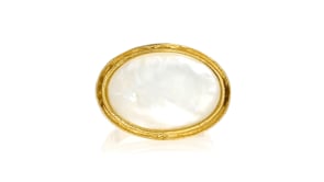 Mother-of-Pearl Oval Ring in 18kt Gold Over Sterling
