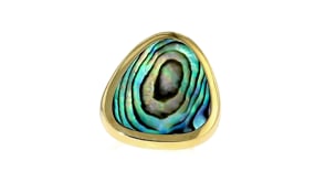 Abalone Shell Triangular Ring in 18kt Gold Over Sterling