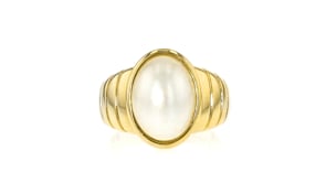 14x10mm Mabe Pearl Ring in 18kt Gold Over Sterling