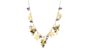 Italian 1.60 ct. t.w. Amethyst Bead Grapevine Necklace in 18kt Gold Over Sterling