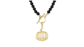 Mother-of-Pearl Pumpkin Charm in 18kt Gold Over Sterling