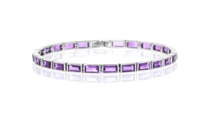 8.00 ct. t.w. Bezel-Set Baguette Amethyst Tennis Bracelet in Sterling Silver
