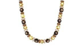 Tiger Eye and 64.00 ct. t.w. Multicolored Quartz Necklace with 7.50 ct. t.w. White Topaz in 18kt Gold Over Sterling