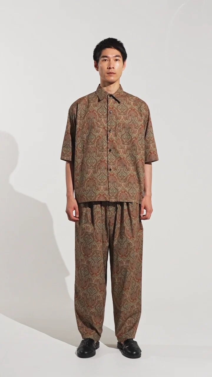CTTN PAISLEY BOX H/S SH / コットンペイズリーBOX H/Sシャツ(ORANGE