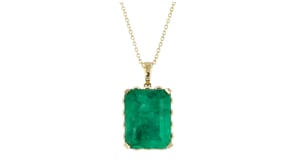 11.00 Carat Emerald Pendant Necklace in 18kt Gold Over Sterling