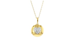 .10 ct. t.w. Diamond Heart Disc Pendant Necklace in 18kt Gold Over Sterling