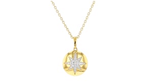 Diamond Star Disc Pendant Necklace in 18kt Gold Over Sterling