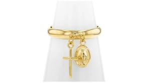 Italian 14kt Yellow Gold Religious Charm Ring