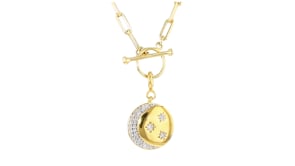 .15 ct. t.w. Diamond Moon and Stars Charm in 18kt Gold Over Sterling
