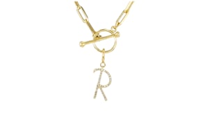 Diamond Initial Charm in 18kt Gold Over Sterling