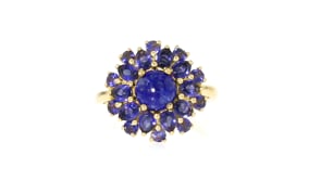 Lapis and 1.80 ct. t.w. Iolite Cluster Ring in 18kt Gold Over Sterling