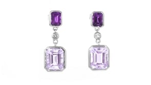 10.00 ct. t.w. Tonal Amethyst and .12 ct. t.w. Lab-Grown Diamond Drop Earrings in Sterling Silver