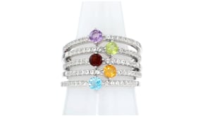 .80 ct. t.w. Multi-Gemstone Jewelry Set: Five Rings in Sterling Silver