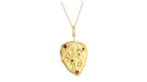 .93 ct. t.w. Multi-Gemstone Leaf Pendant Necklace in 18kt Gold Over Sterling