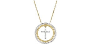 .50 ct. t.w. Diamond Cross Circle Necklace in 18kt Gold Over Sterling