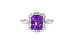 C. 2020 Vintage 2.35 Carat Amethyst Ring with 1.10 ct. t.w. Diamonds in 14kt White Gold