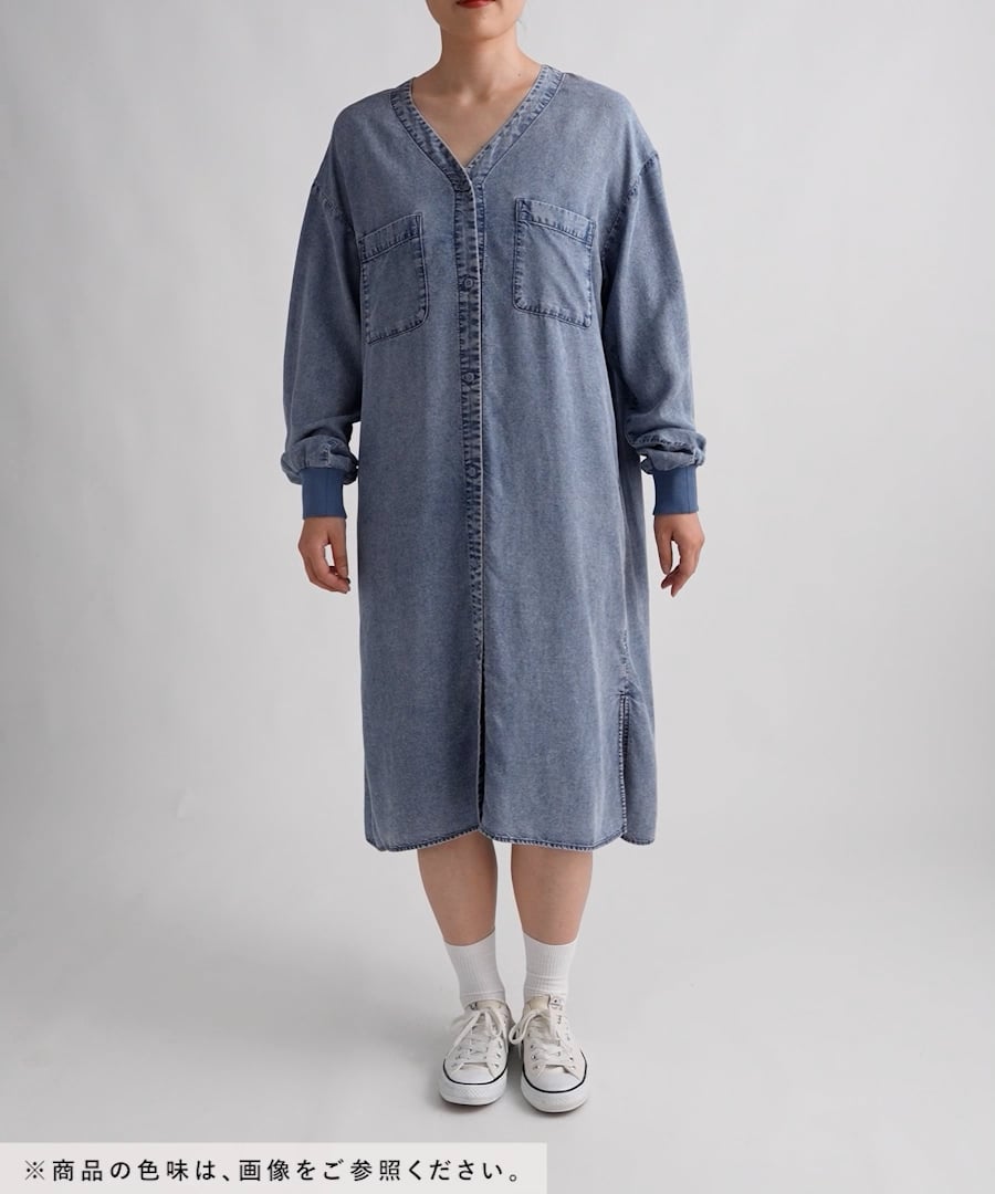 グローバルワーク しゅり/エアリーリラックスデニムワンピース