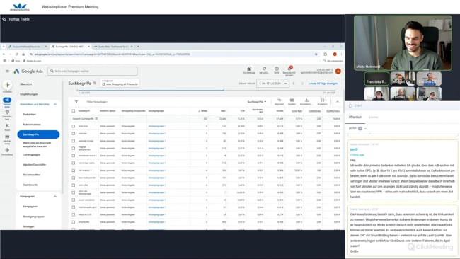 Google Ads für Dienstleister (Gebäudereinigung), Start mit Google Shopping für einen Onlineshop, Schutz vor Klickbetrug (Click Fraud) mit Malte vom 17.07.24