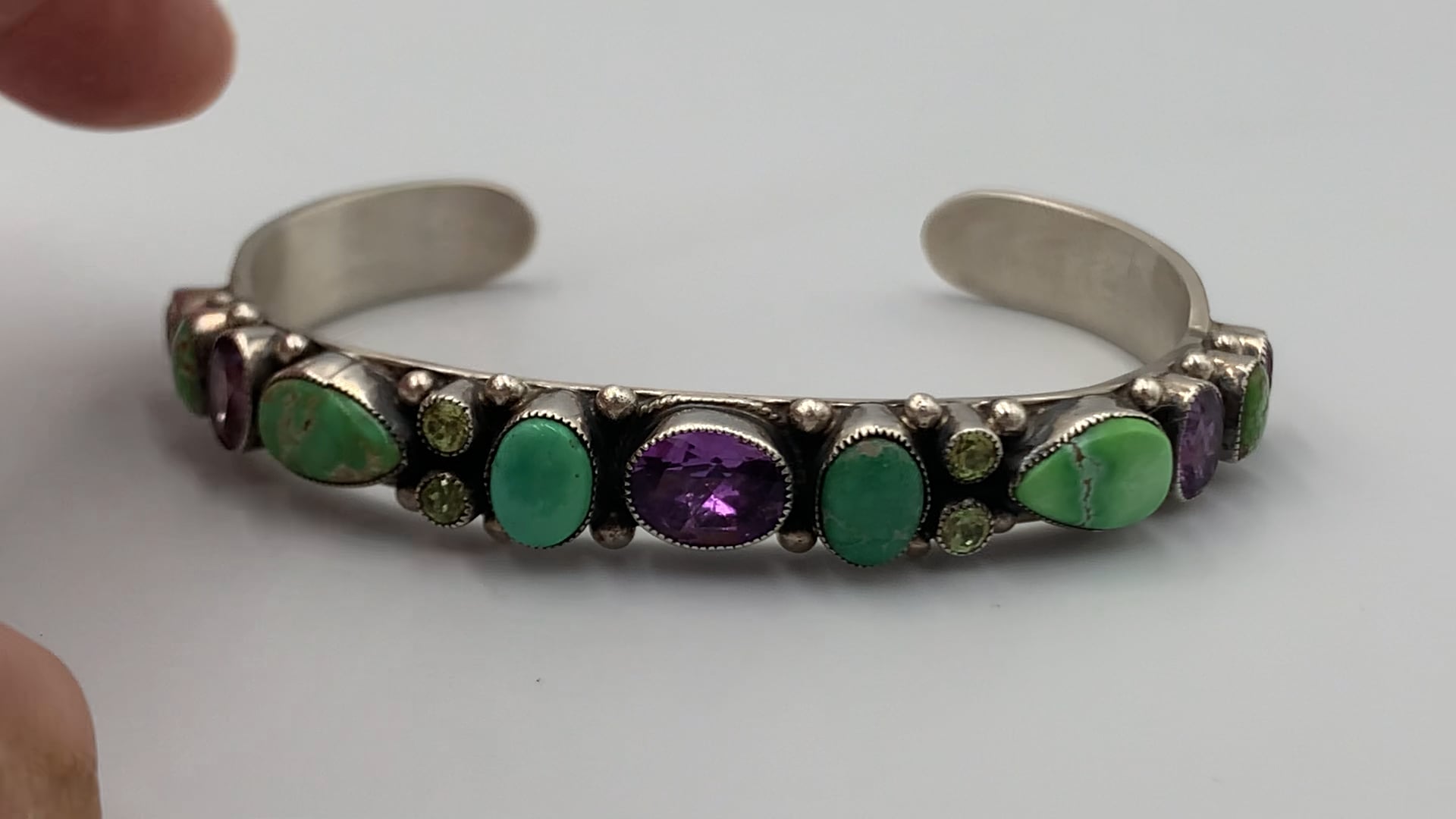 Multi Stone Silver Cuff by Leo Feeney For Sale at 1stDibs