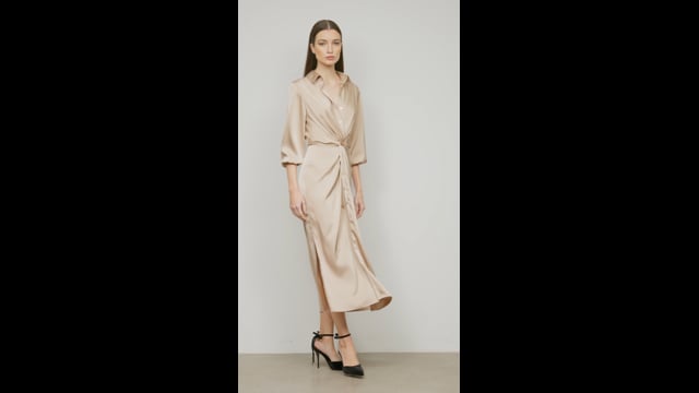 Vestido Midi em Crepe de Cetim Olivia