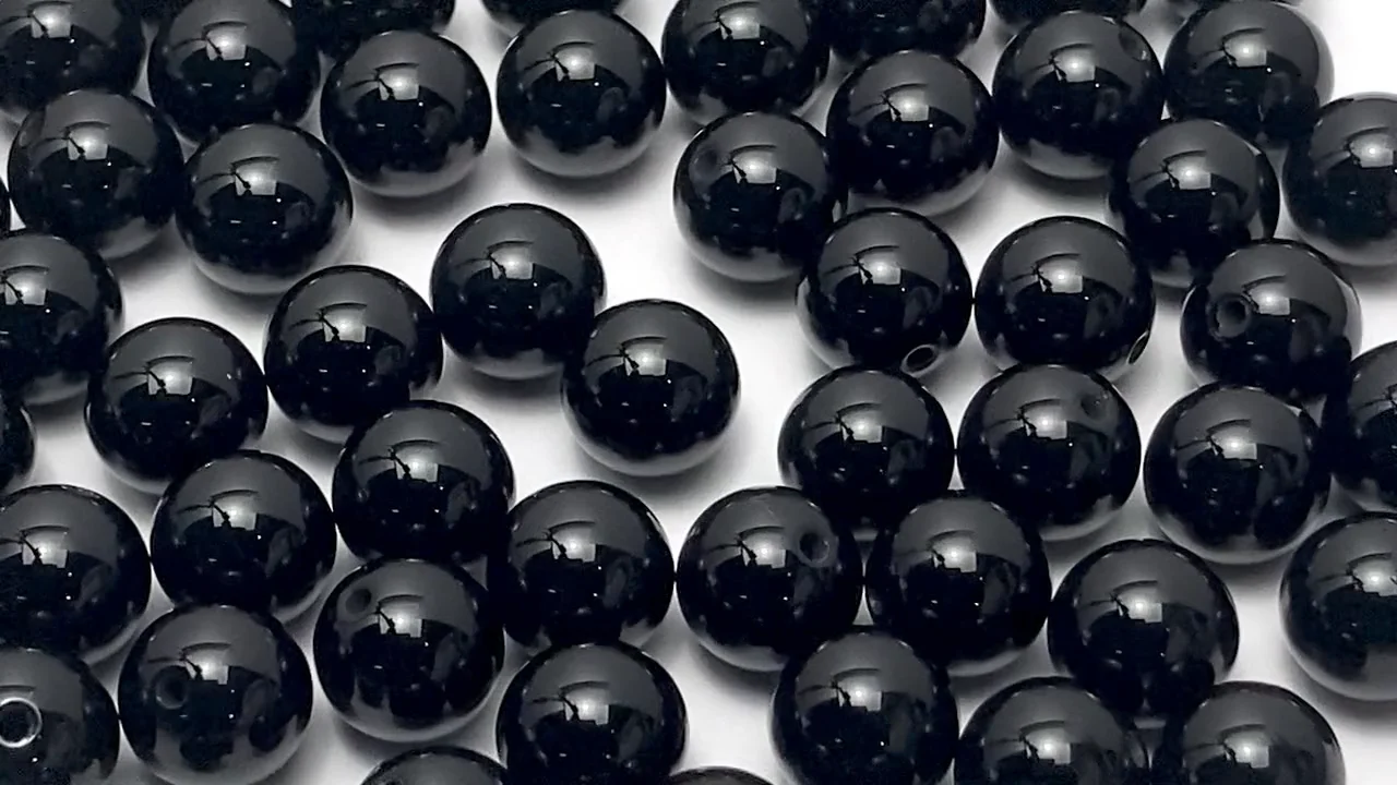 オニキス 片穴ラウンド4mm・6mm・8mm・10mm 10粒｜天然石ビーズの卸