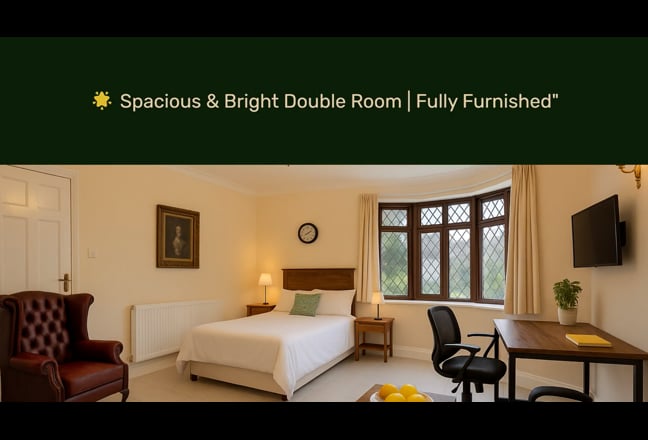 🌟 Spacious & Bright Double Room | Fully Furnished Main Photo