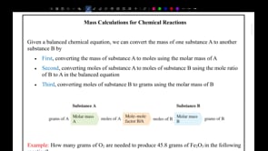 صورة الدرس: Mass Calculations for Chemical Reactions
