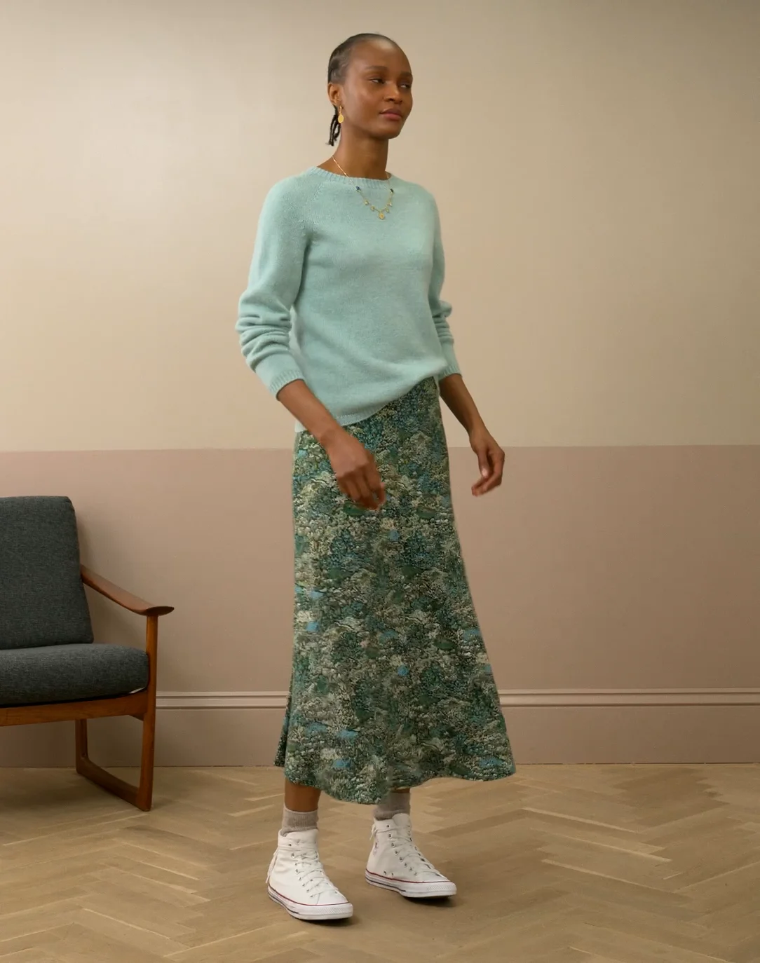 Liberty Print Jersey Skirt | Thyme Forest | Brora Clearance