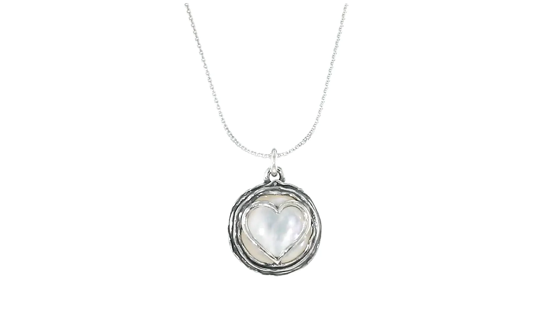 Mother-of-Pearl Heart Overlay Necklace in Sterling Silver | Ross