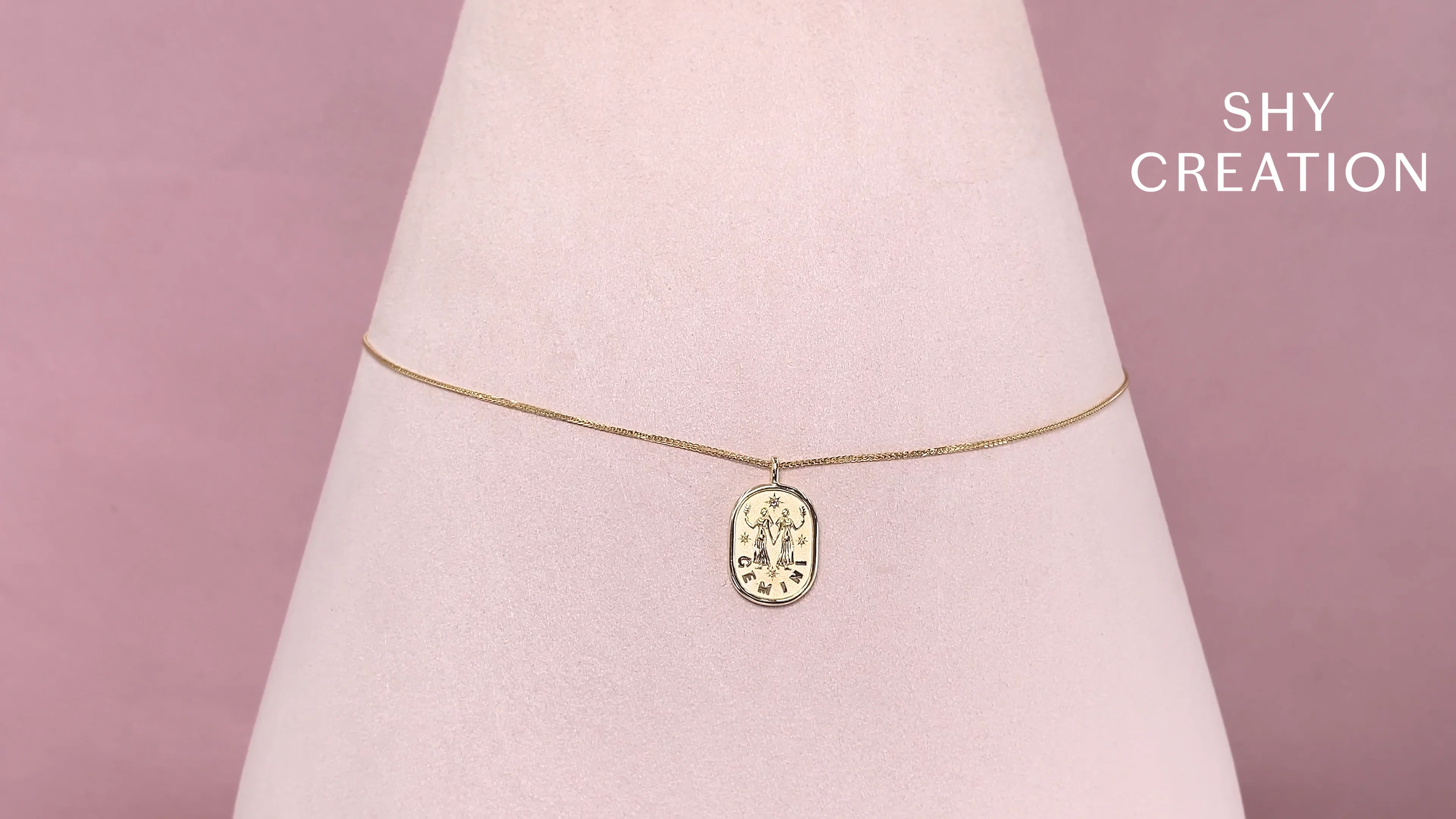 0.02CT DIAMOND ZODIAC GEMINI TWINS STAR MATTE CHOPIN CHAIN
