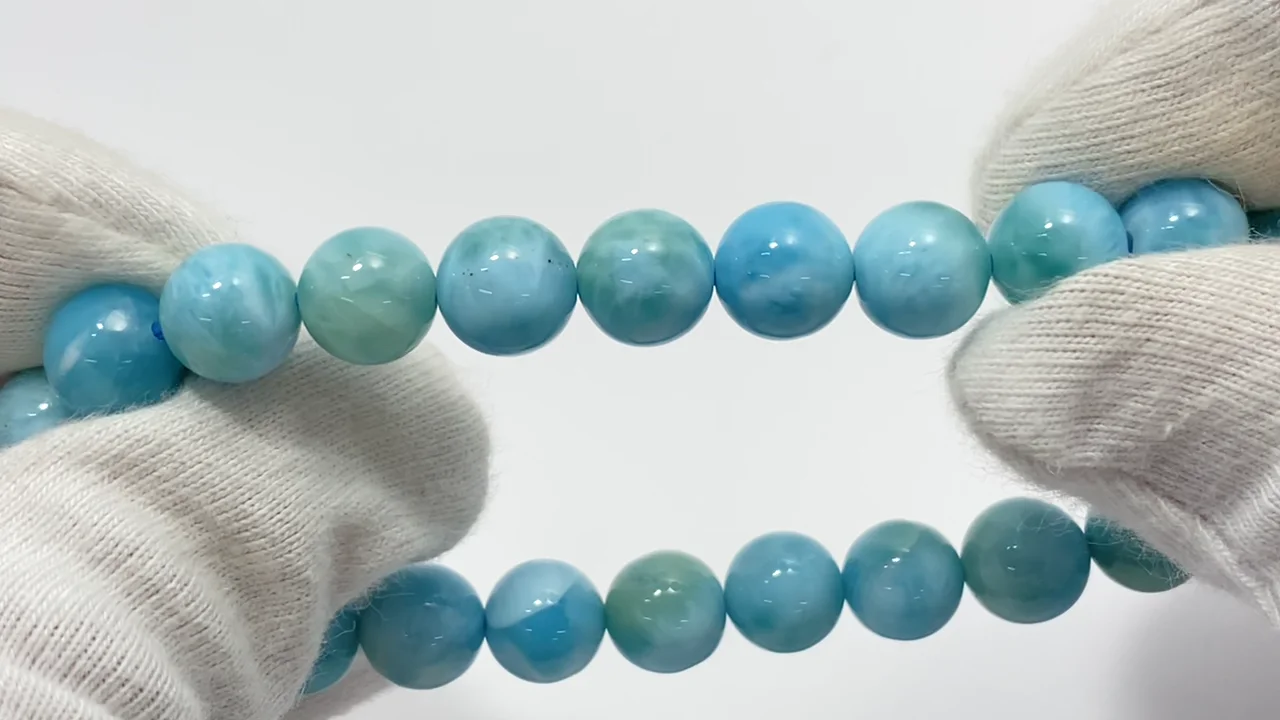 動画】【1点もの】ラリマーAA++ ラウンド8mm 1連(ブレス) NO.7