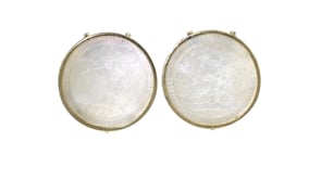 C. 1980 Vintage Carved Mother-of-Pearl Earrings in 14kt Yellow Gold