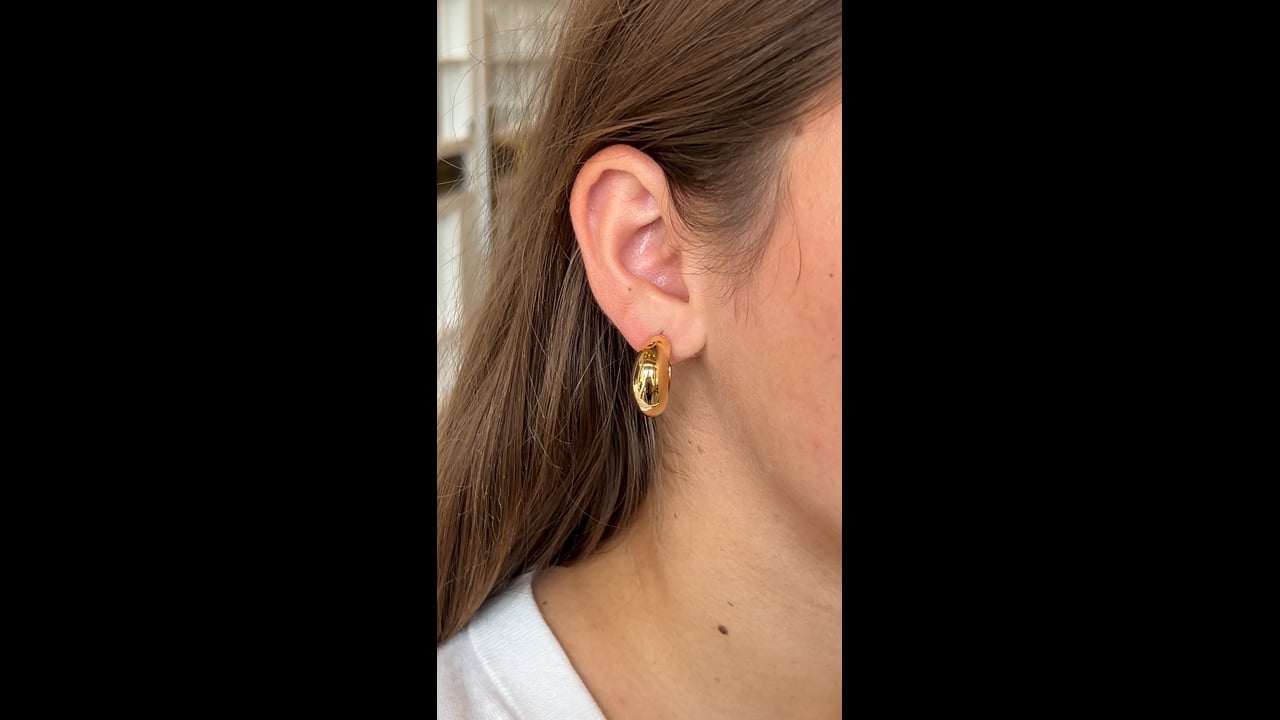 Puffy J Hoop Earrings in 14k Yellow Gold – Filigree Jewelers