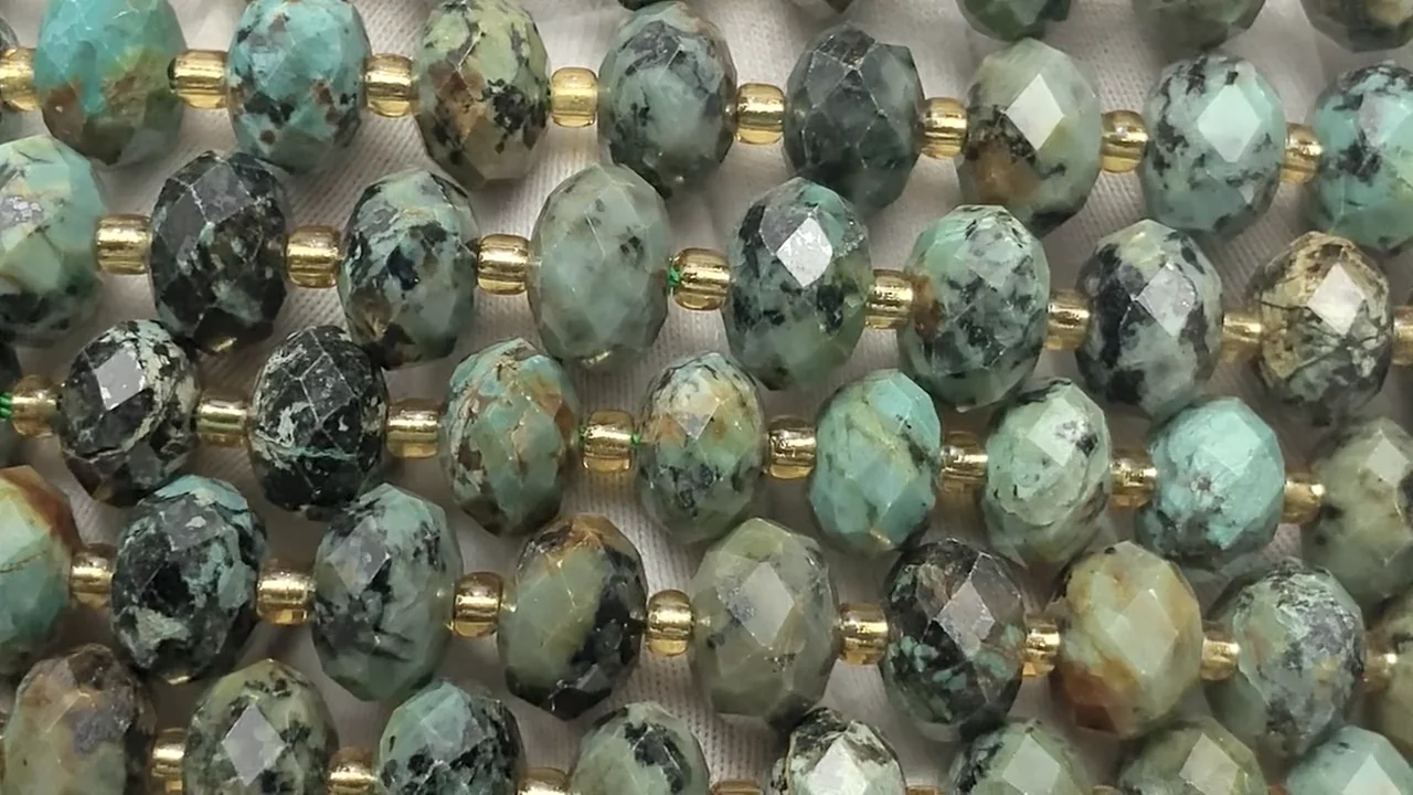 アフリカンターコイズ ボタンカット10×10×6mm 1連｜天然石ビーズの卸