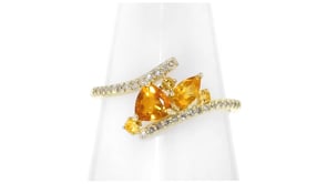 .56 ct. t.w. Citrine and .13 ct. t.w. Diamond Bypass Ring in 14kt Yellow Gold