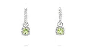 Sterling Silver Hoop Earrings with .60 ct. t.w. Peridot and .10 ct. t.w. White Topaz